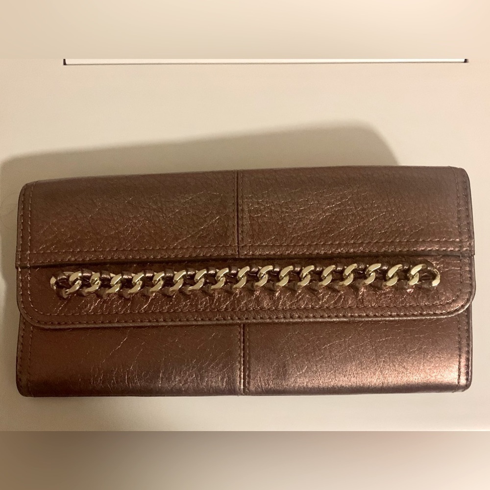 B. Makowsky Bronze Metallic Shimmer Chain Wallet